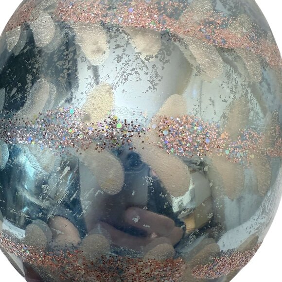 Pottery Barn Mercury Glass Egg Pedestal 8.5" high Pastel Blue Easter Decor - Picture 8 of 10